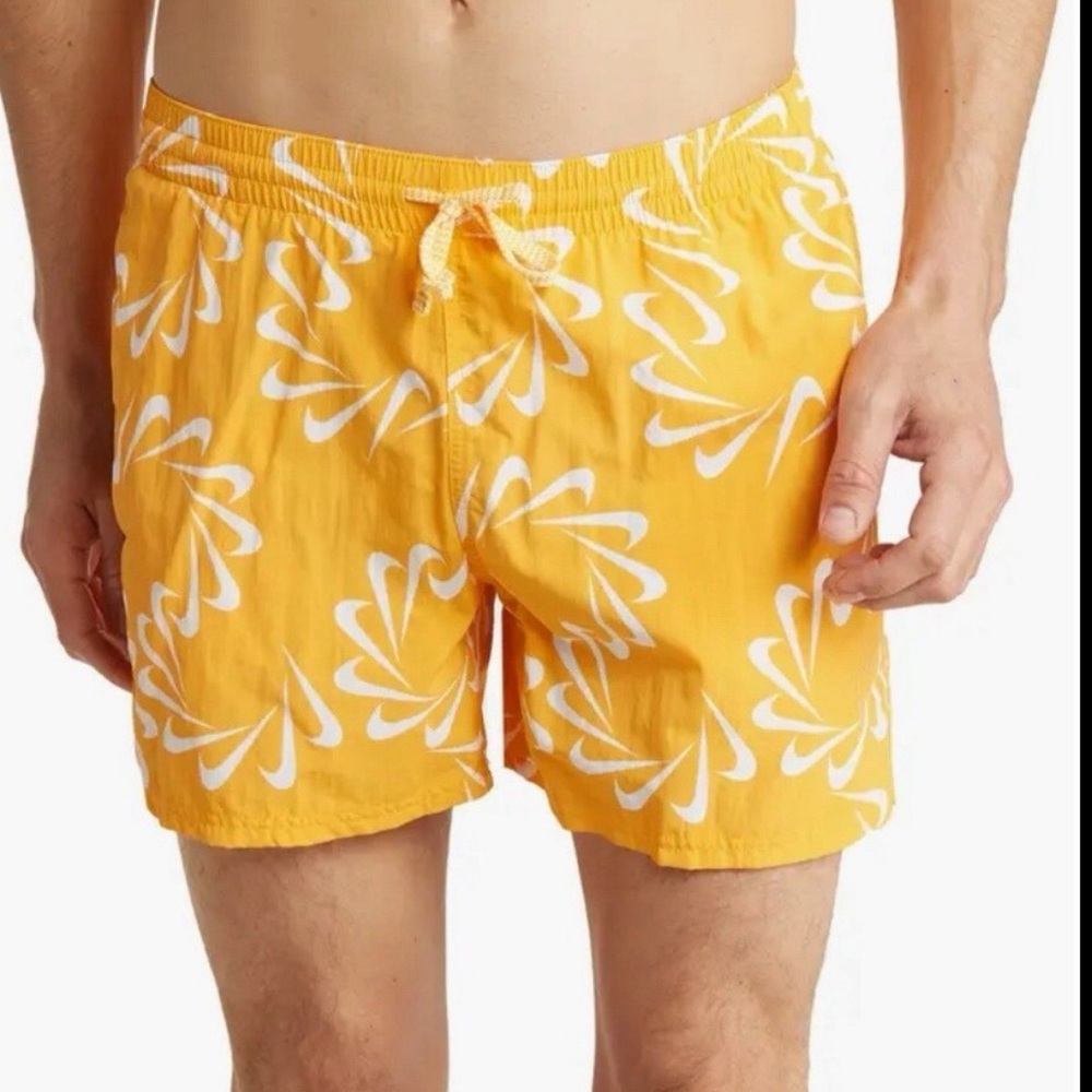 Nike Yellow Swim Trunks with White Design NWT men’s large